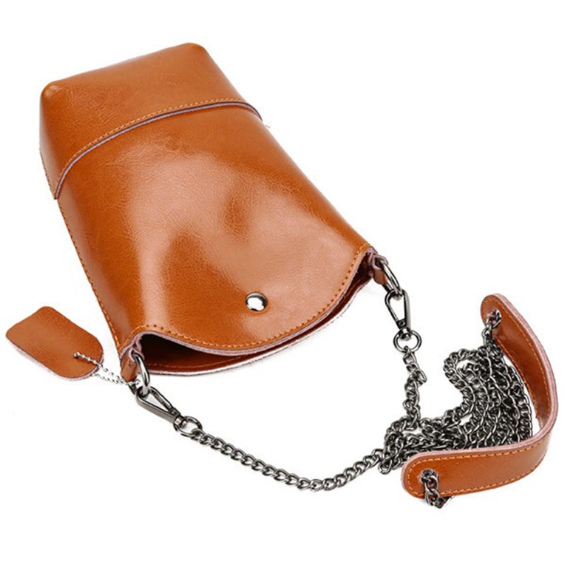 Női Valódi Bőr Vintage Vödörtáska Tömör Telefontáska Szabadidős Mini Crossbody Táska