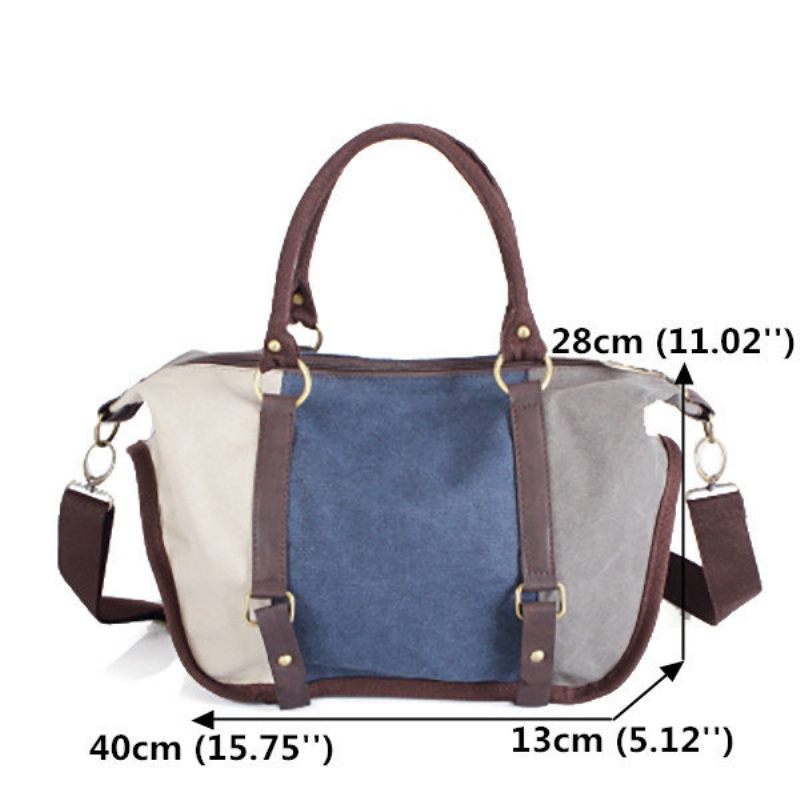 Női Vászon Patchwork Hangtáska Nagy Kapacitású Szabadidős Crossbody Táska