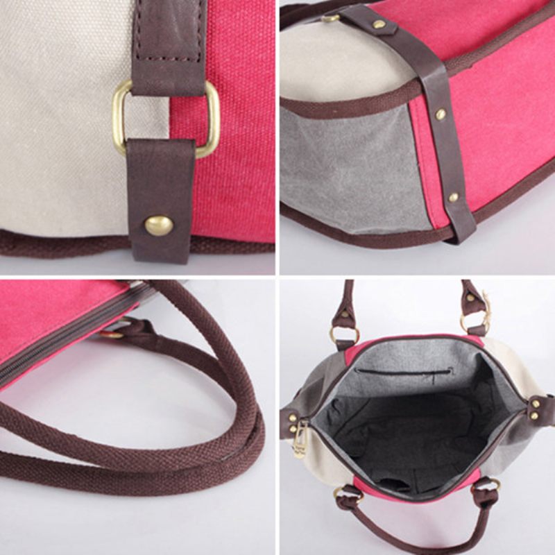 Női Vászon Patchwork Hangtáska Nagy Kapacitású Szabadidős Crossbody Táska