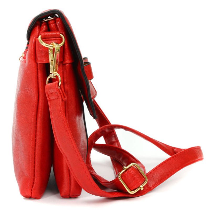 Női Vintage Bowknot Pu Bőr Hasp Messenger Válltáska Crossbody Táska