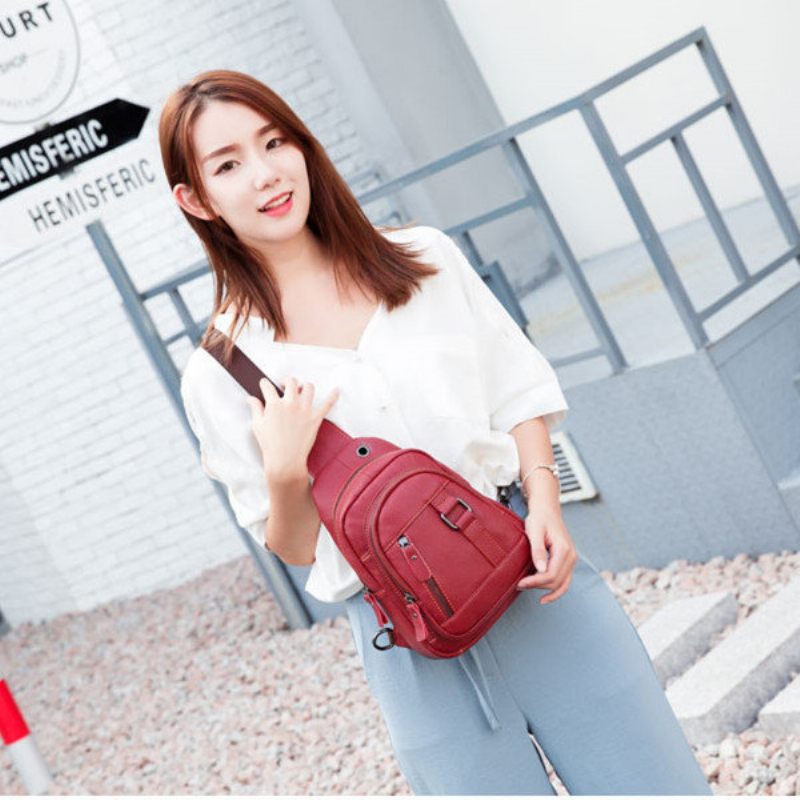 Női Vintage Valódi Bőr Sling Bag Melltáska Crossbody Táska