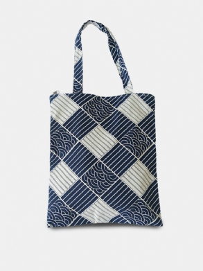 Pamut Nagy Kapacitású Sea Wave Pattern Tote Kézitáska Válltáska