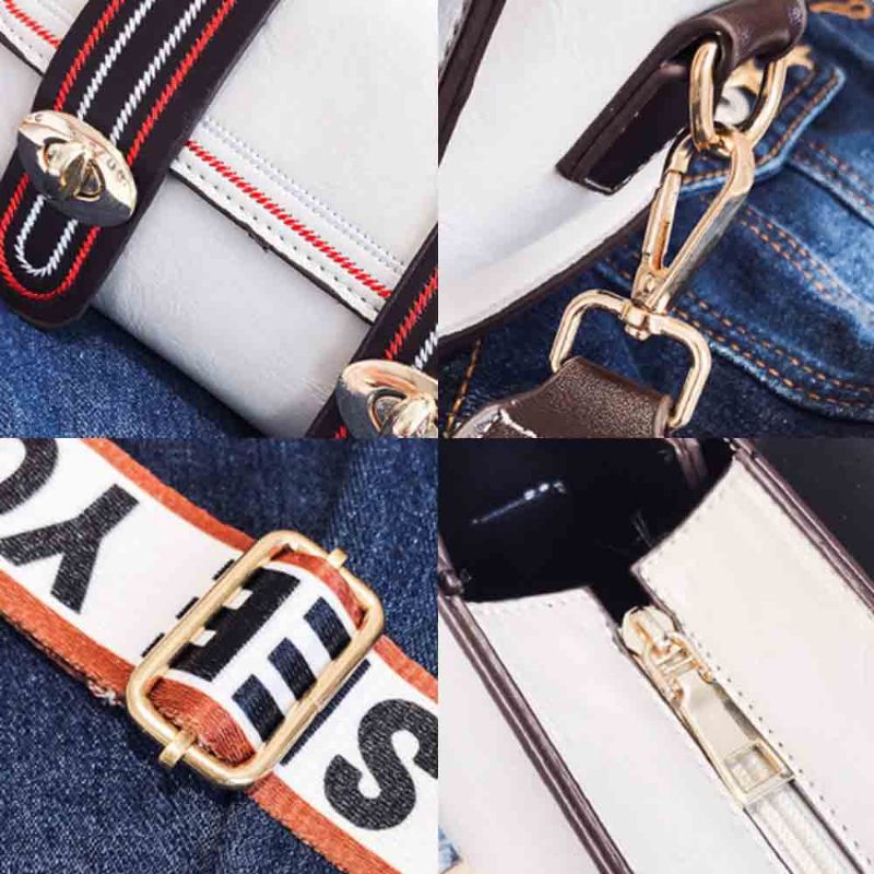 Pu Bőr Crossbody Táska Ábécé Vállpánttal Lady Mini Válltáska Csíkos Csattal Vásárlási Randevúzáshoz