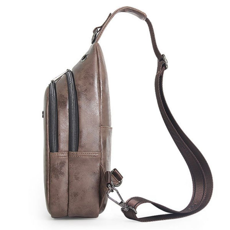 Pu Bőr Vintage Vízálló Kültéri Lovagló Mellkas Táska Crossbody