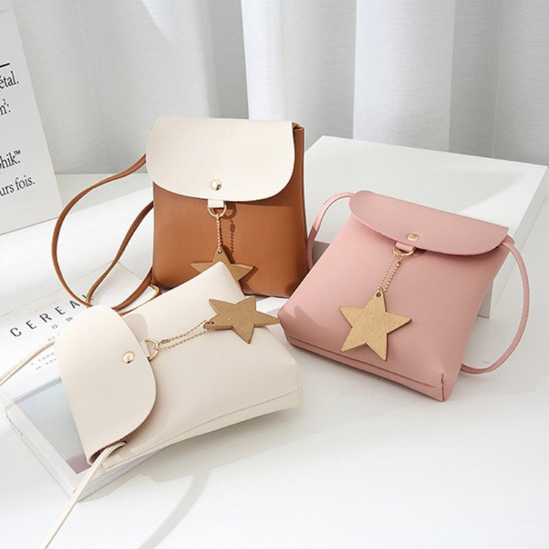 Star Dekorációs Flap Műbőr Válltáskák Crossbody Táska Telefontáska Nőknek