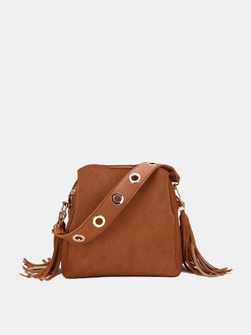 Tassel Bucket Bag Pu Bőr Kézitáska Válltáskák Crossbody Táska Nőknek