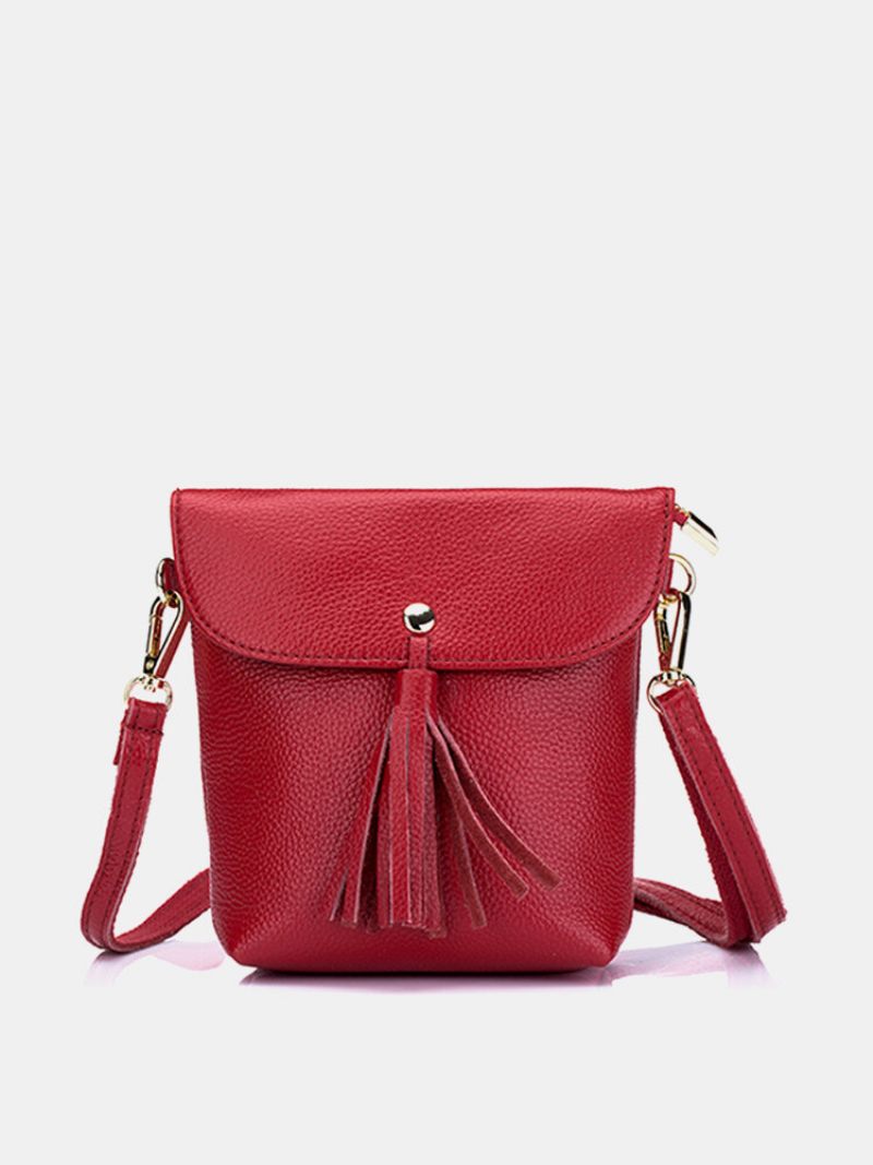 Valódi Bőr Bojttáska 5.5 Hüvelykes Crossbody Bag