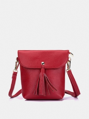 Valódi Bőr Bojttáska 5.5 Hüvelykes Crossbody Bag