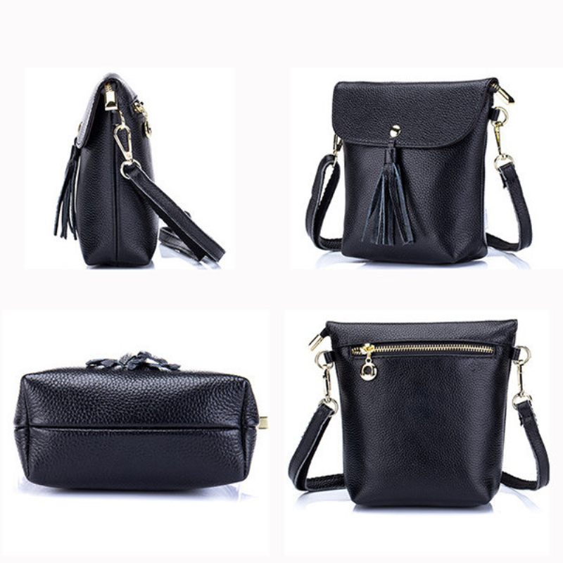 Valódi Bőr Bojttáska 5.5 Hüvelykes Crossbody Bag