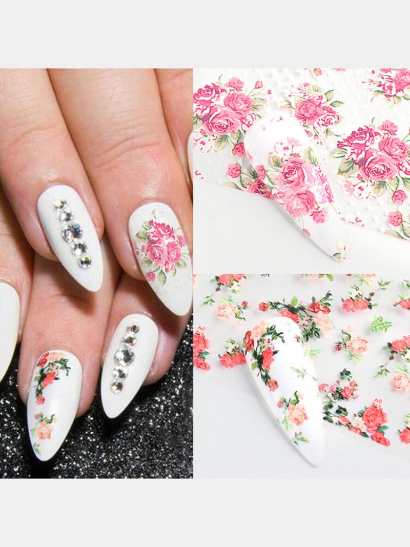 10 Db Nail Art Matricák Rose Leopard Starry Sky Transfer Manikűr Eszközök