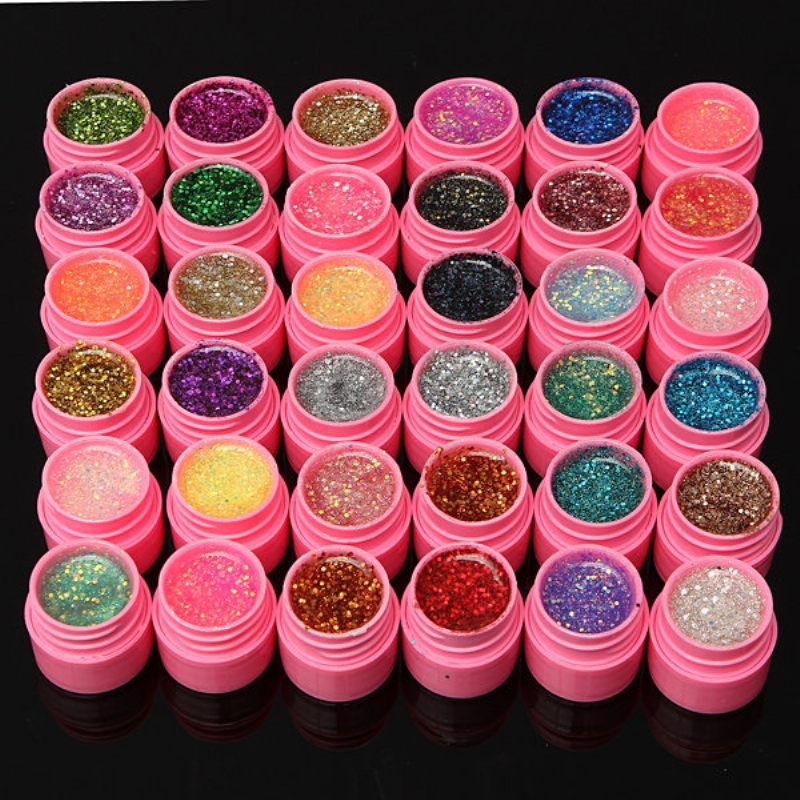 36 Db Mix Colors Shining Glitter Akril Uv Gél Építő Lakkkészlet