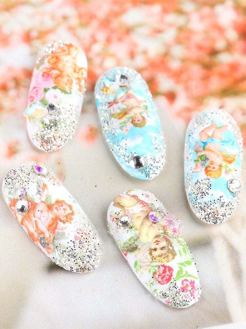 8 Db Nail Art Matrica Diy Kis Virágos Ámor Angyal Vízátadó