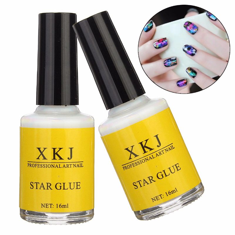 Fehér Nail Art Glue Transfer Tips Ragasztó Galaxy Star Fólia Matrica 16ml