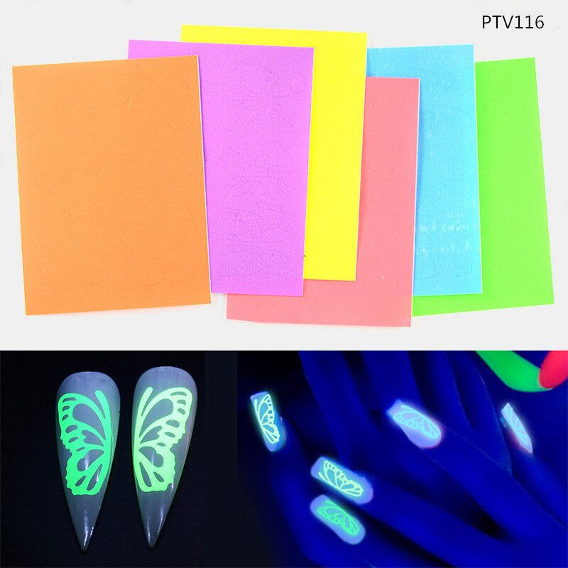 Fluoreszkáló Pillangó Minták Körömmatricák Vízjel Diy Színes Manikűr Eszköz