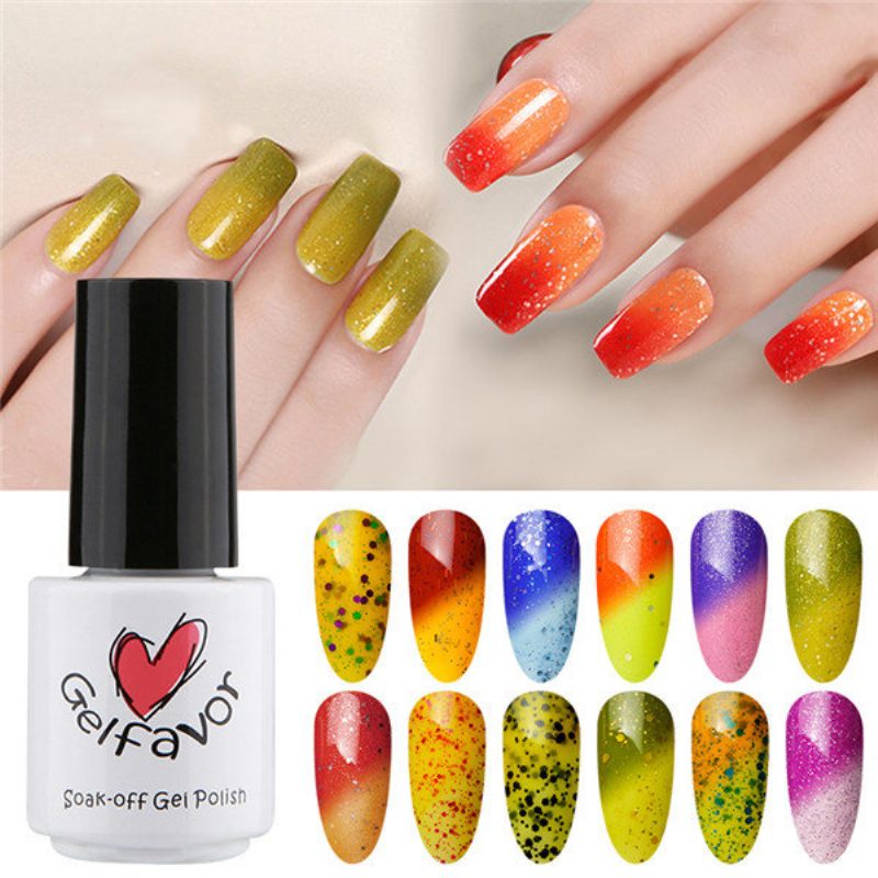 Gelfavor Shiny Temperature Change Uv Géllakk Led Leáztató Lakk Körömdíszítő 7ml