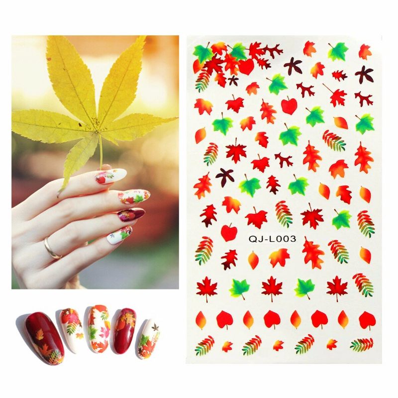 Maple Leaf Diy Nail Art Dekoráció Water Transfer Manikűr Tippek Matricák