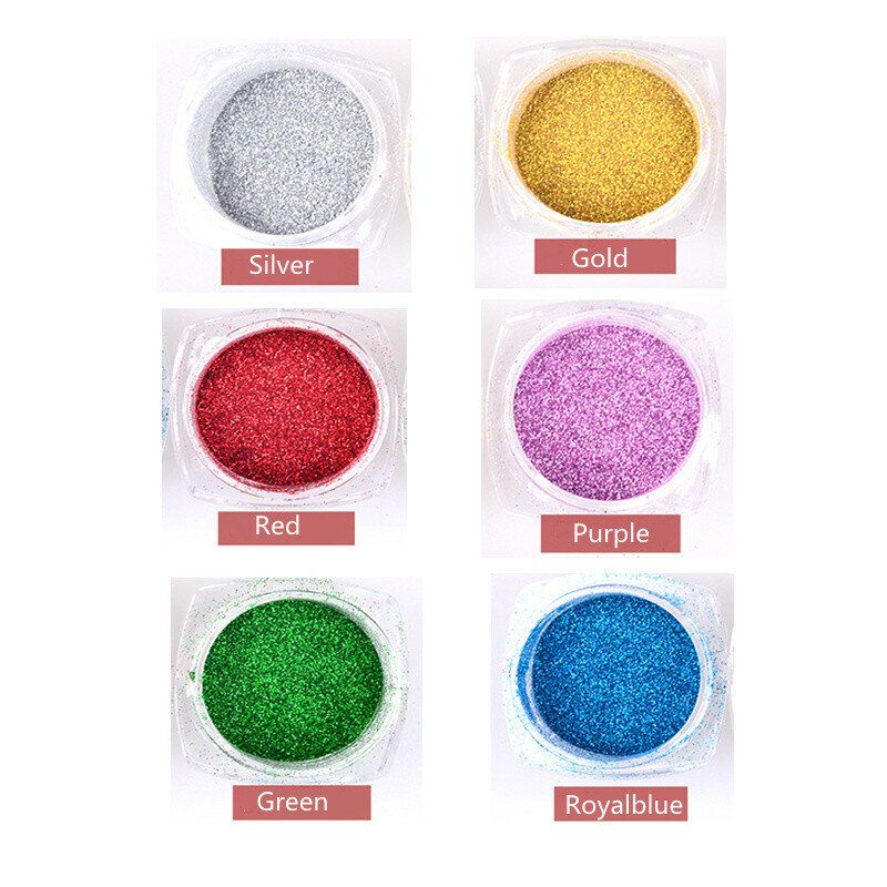 Metallic Mirror Powder Köröm Glitters Por Króm Pigment 6 Szín