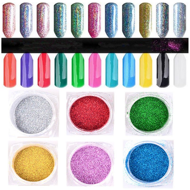 Metallic Mirror Powder Köröm Glitters Por Króm Pigment 6 Szín