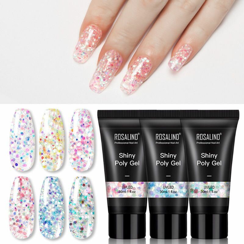 Shiny Poly Glitter Extension Gel Nails Art Design Félig Állandó Uv Gel Builder All For Manikűr Gellak Nail Gel