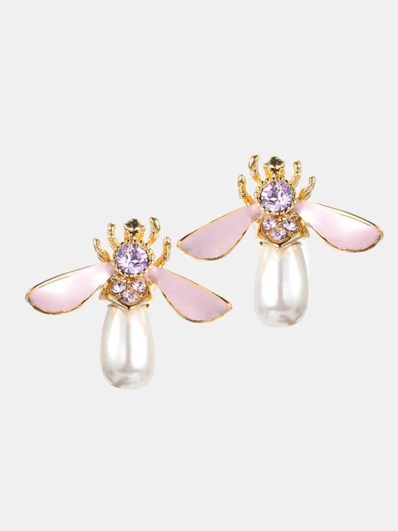 Aranyos Méhek Fülbevaló Luxus Aranyozott Drágakő Gyöngy Női Ékszer