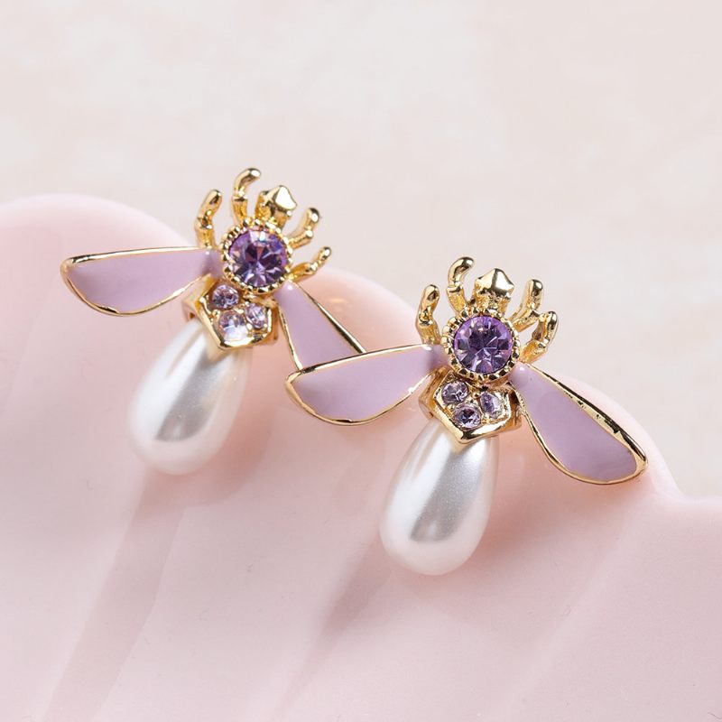 Aranyos Méhek Fülbevaló Luxus Aranyozott Drágakő Gyöngy Női Ékszer