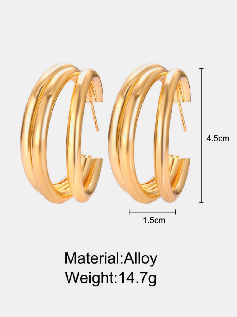 Divatos Egyszerű Arany Többrétegű Geometrikus C-alakú Ötvözet Karikás Fülbevaló