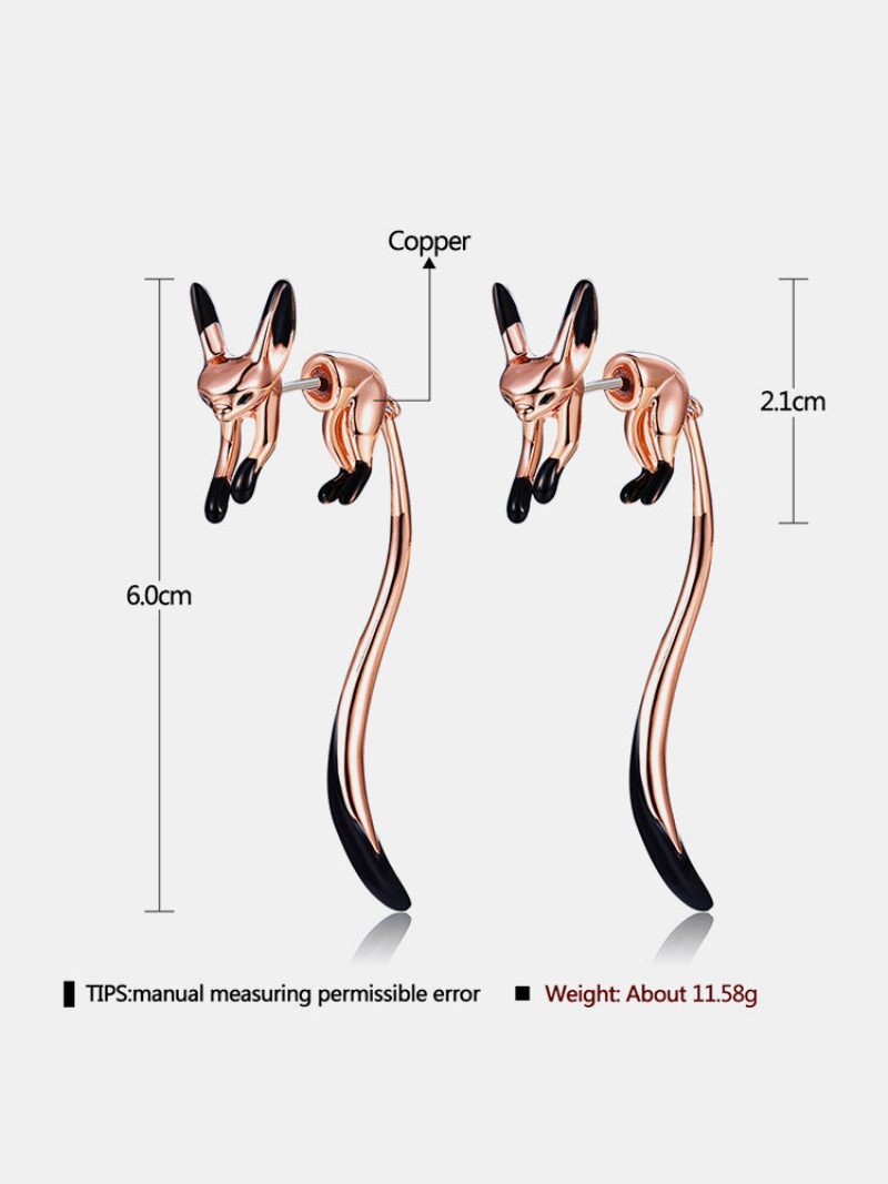 Divatos Szép Hosszú Farkú Róka Alakú Rézbevonatú Fülbevaló