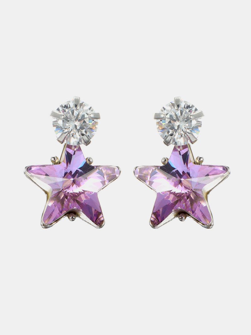 Egyszerű Star Stud Fülbevaló Káprázatos Cubic Cirkónia Crystal Piercing Női