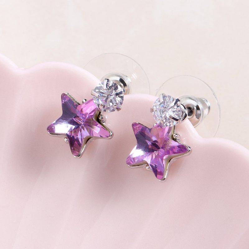 Egyszerű Star Stud Fülbevaló Káprázatos Cubic Cirkónia Crystal Piercing Női