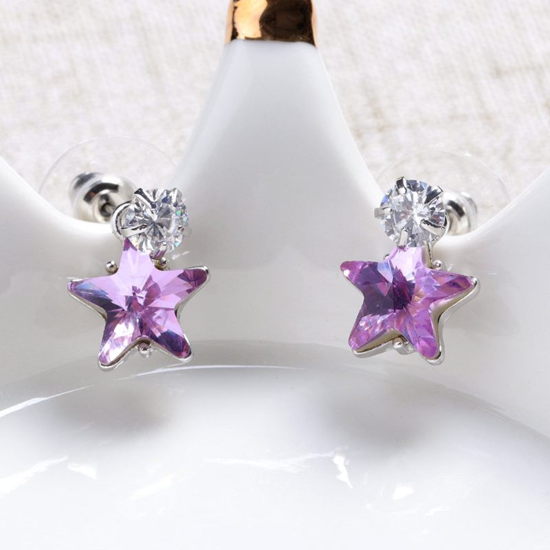 Egyszerű Star Stud Fülbevaló Káprázatos Cubic Cirkónia Crystal Piercing Női