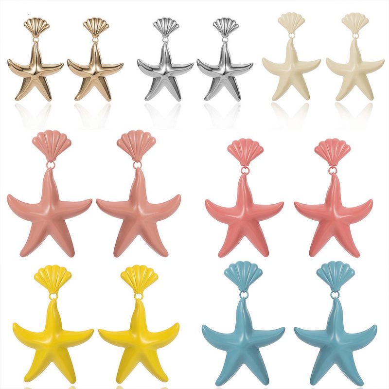 Női Fülbevaló Tengeri Csillag Medállal Starfish Stud Kagyló Divatos Díszruha Utazási Ünnepi Tematikus Bulikhoz