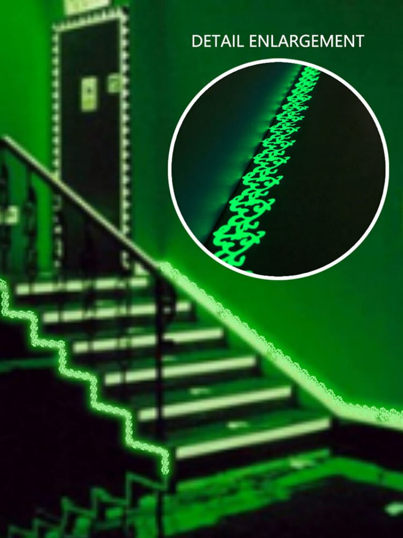 1 Db 3*200 cm Világítószalagos Öntapadós Matricák A Sötétben Világító Lakberendezési Lépcsők Biztonsági Figyelmeztetései Fluoreszkáló Virágos Falmatricák