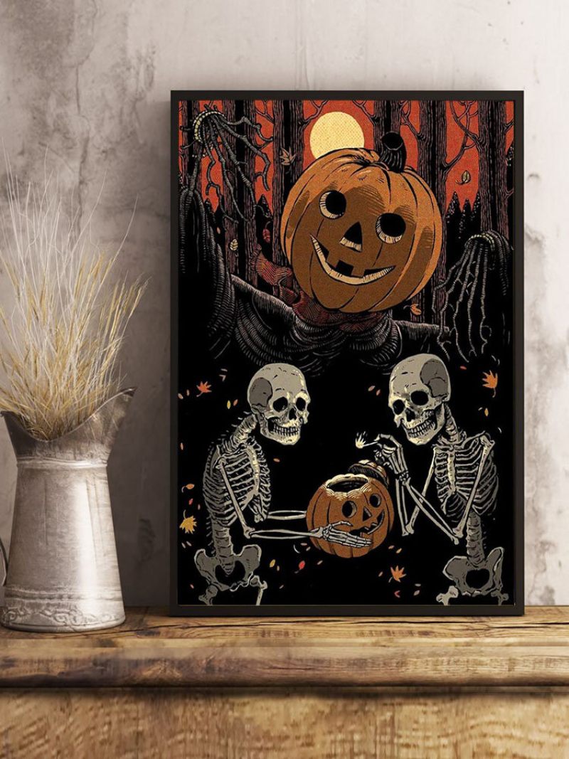 1 Db Keret Nélküli Sütőtök Koponya Minta Halloween Sorozat Vászonfestmény Fali Művészet Otthoni Dekoráció Képek