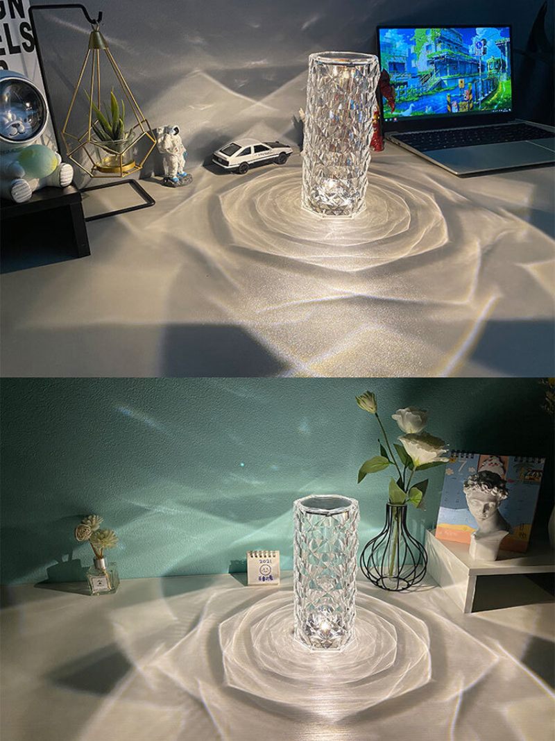 1 Db Üveg Alakú Rózsaszirom Vetítő Kristály Többszínű Asztali Lámpa Hálószoba Dekoráció Led Gyémánt Hangulatú Éjszakai Lámpák