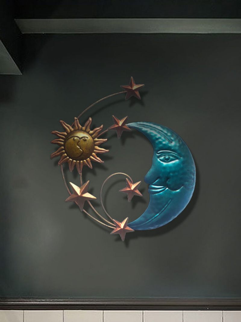 1 Db Vas Nap Hold Arc Fali Művészeti Dekoráció Kreatív Függő Díszek Lakásdekoráció Modern Egyszerűség