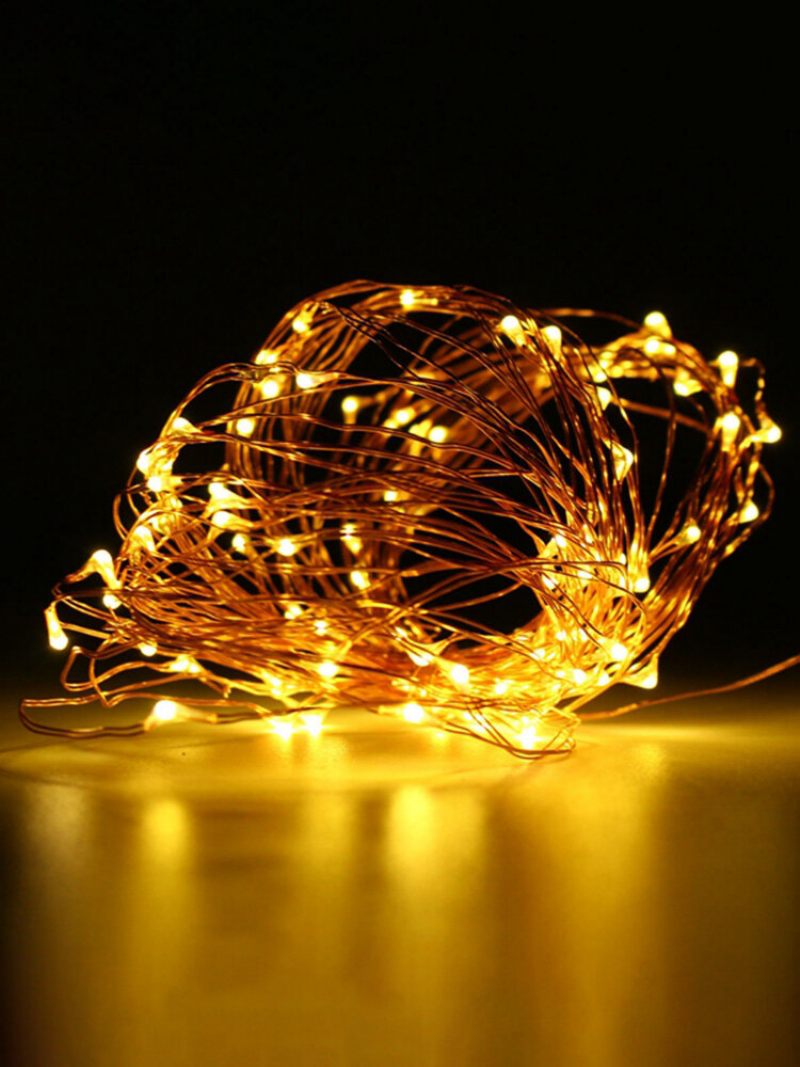 10m 100 Led Rézhuzal Fairy String Light Elemmel Működő Vízálló Party Dekoráció Fekete Héj
