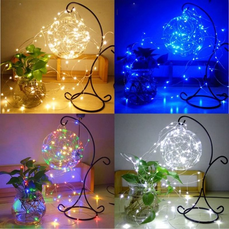 10m 100 Led Rézhuzal Fairy String Light Elemmel Működő Vízálló Party Dekoráció Fekete Héj