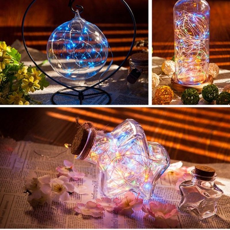 10m 100 Led Rézhuzal Fairy String Light Elemmel Működő Vízálló Party Dekoráció Fekete Héj