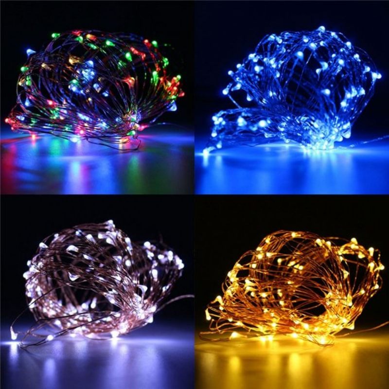 10m 100 Led Rézhuzal Fairy String Light Elemmel Működő Vízálló Party Dekoráció Fekete Héj