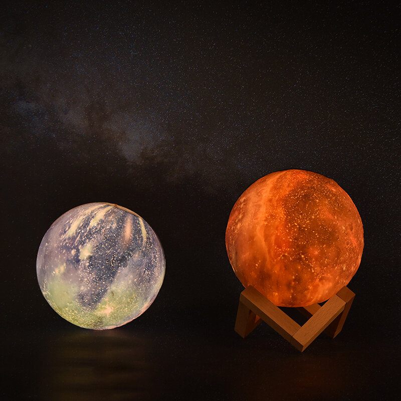 15 cm-es 3d Festett Távirányító 7 Színű Star Moon Lámpa Lunar Light Led Töltő Éjszakai Asztali Ajándék