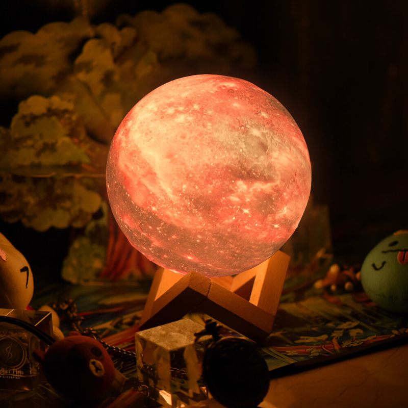 15 cm-es 3d Festett Távirányító 7 Színű Star Moon Lámpa Lunar Light Led Töltő Éjszakai Asztali Ajándék