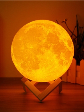 15 cm-es 3d Varázslatos Kéttónusú Hold Lámpa Usb Töltő Led Éjszakai Fény Érintésérzékelő Velantine Ajándék