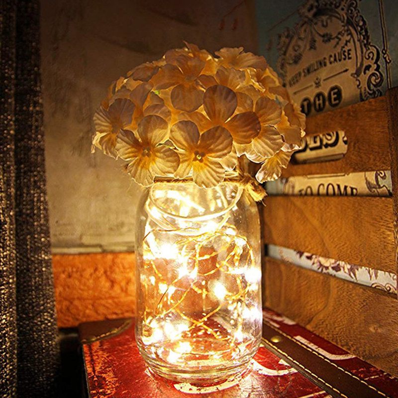 2 Db Befőttesüveges Viráglámpa 6 Órás Időzítő Led-es Tündérfényekkel És Virágokkal Rusztikus Lakberendezéssel