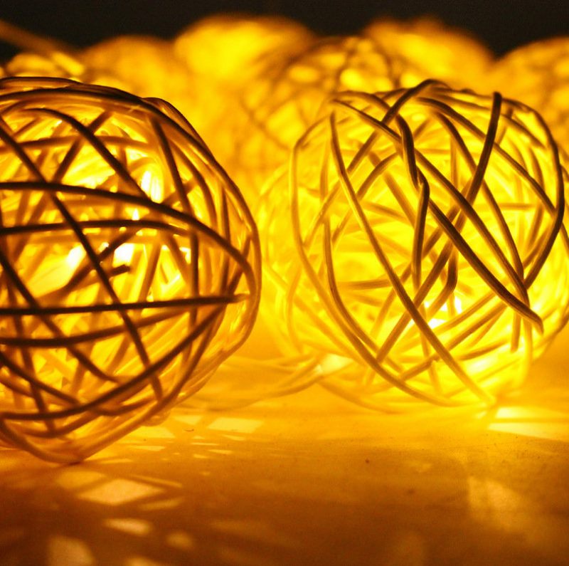 20led Rattan Esküvői Party Kerti Fesztivál Ball String Lights