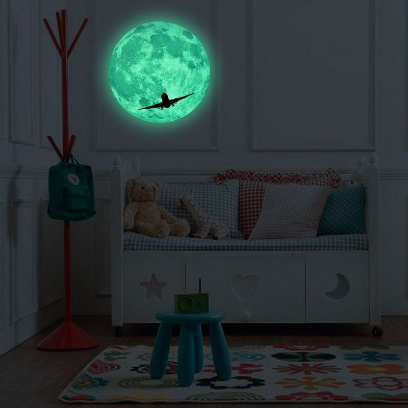 30 cm-es Világító Hold Falmatricák Halloween Denevér Boszorkányvár Ragyogó Dekor Matricák