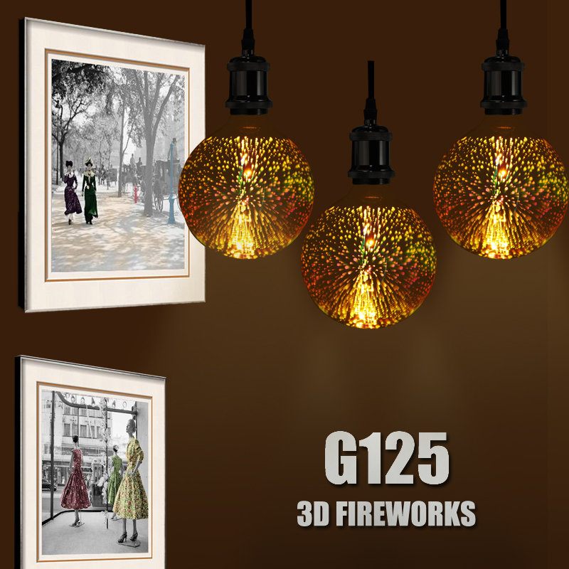 3d Fireworks E27 G125 Led Retro Edison Decor Üveg Izzó Lámpa Ac85-265v Cafe Lakásdekor
