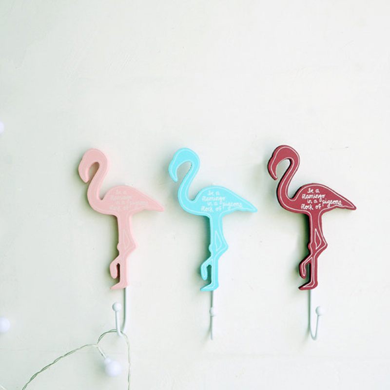 3db Flamingók Ruhaakasztók Fa Kézműves Kreatív Otthon Nappali Dekorációk Fali Art