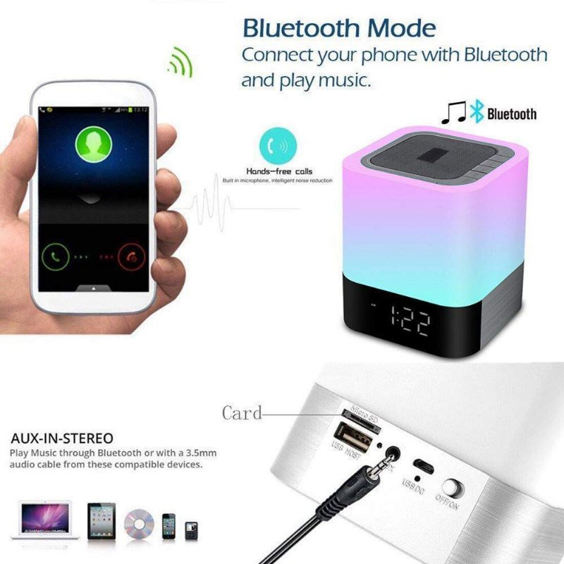 5 Az 1-ben Digitális Naptár Ébresztőóra Éjjeli Lámpa Bluetooth Hangszóróval