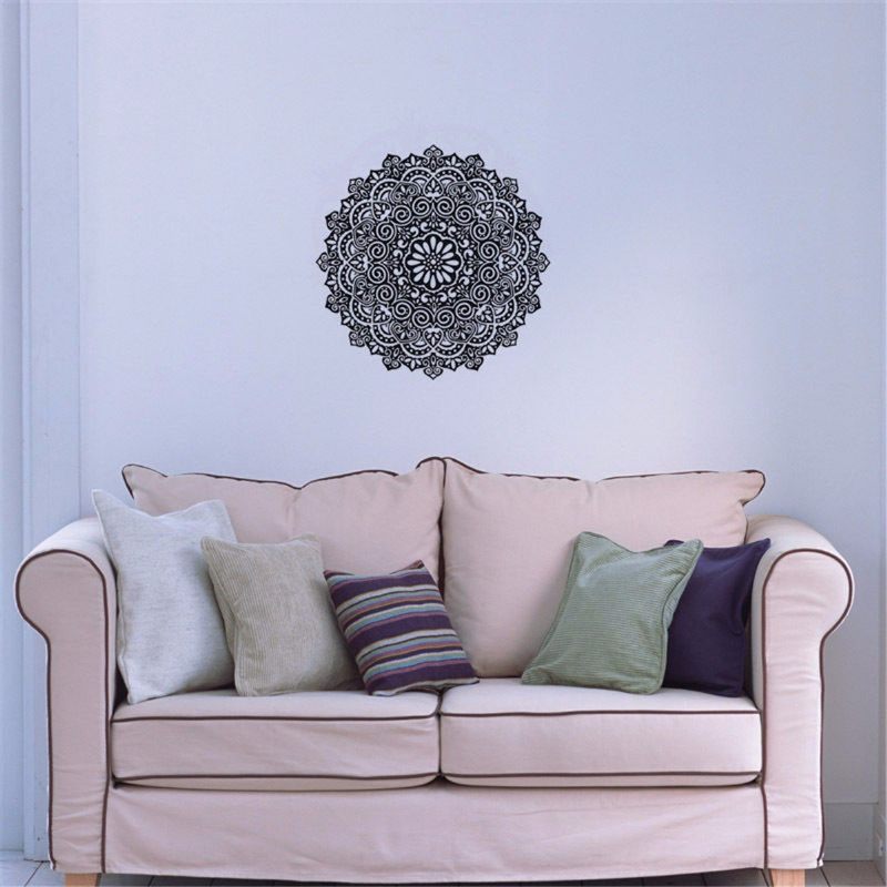 59x59cm Kivehető Mandala Virágmintás Pvc Falmatricák