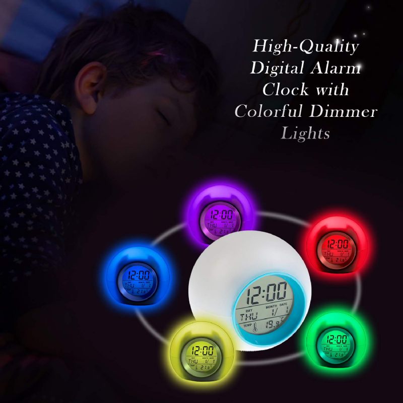 7 Szín Változó Led Lámpa Nagy Kijelzős Ébresztőóra Ébresztés Egyszerűen Beállítható Digitális Óra